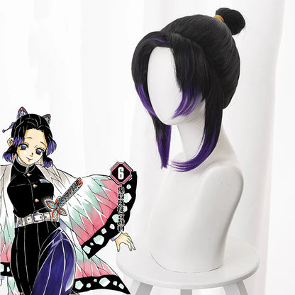 Perruque inspirée des cheveux noires et violets de Shinobu. Envolez-vous avec la grâce et l&