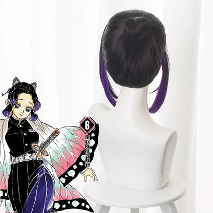 Perruque inspirée des cheveux noires et violets de Shinobu. Envolez-vous avec la grâce et l&