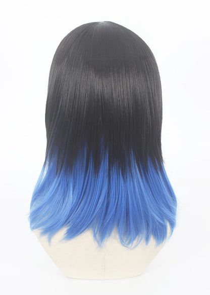 Perruque inspirée des cheveux noires et bleu d&