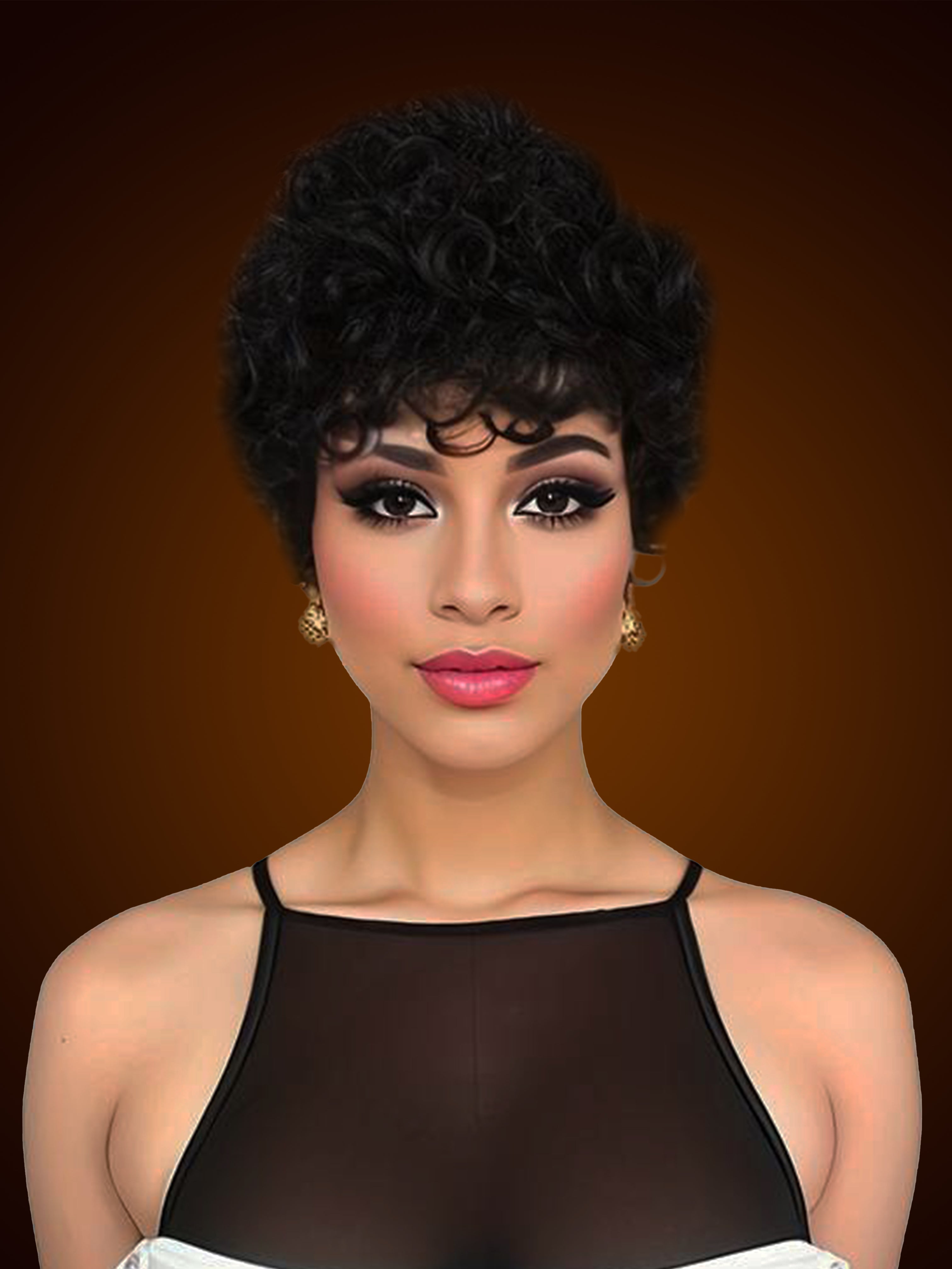 Lace wigs BELLA SHAXUAN CURLY 6 inches 200% Density. Human Hair.